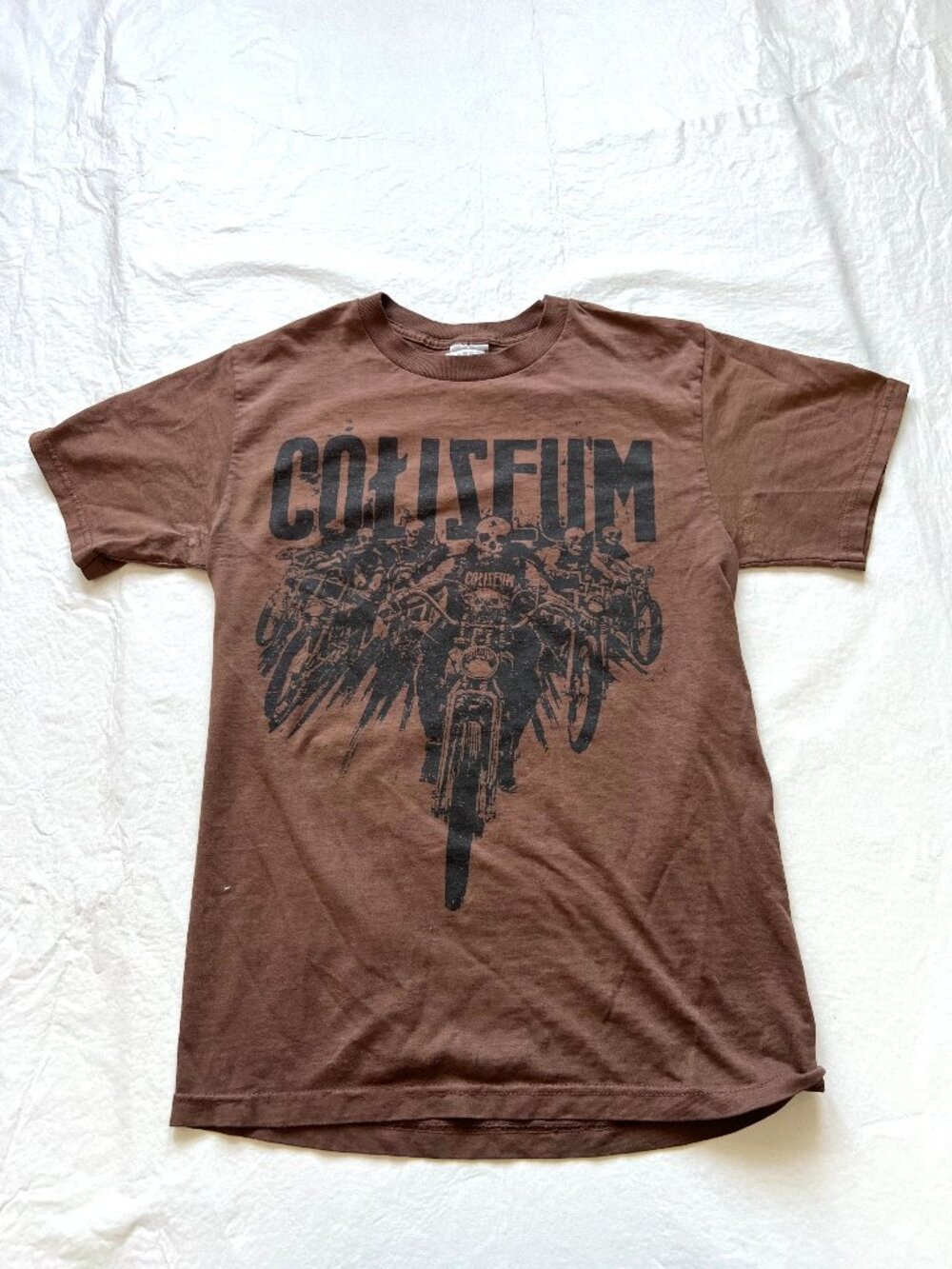 Coliseum band t shirt Small brown No Salvation motorcycle skull